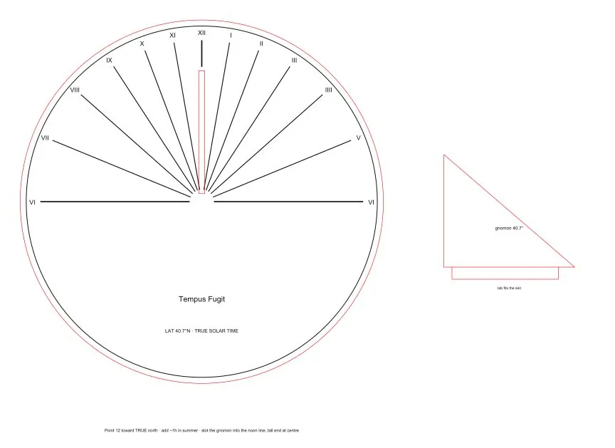 A working sundial generated for a specific latitude