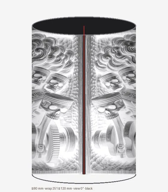 A tumbler wrap previewed on a 3D cup mockup